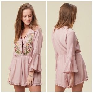 Altar’d State Jonna Tie Front Shorts Romper Boho